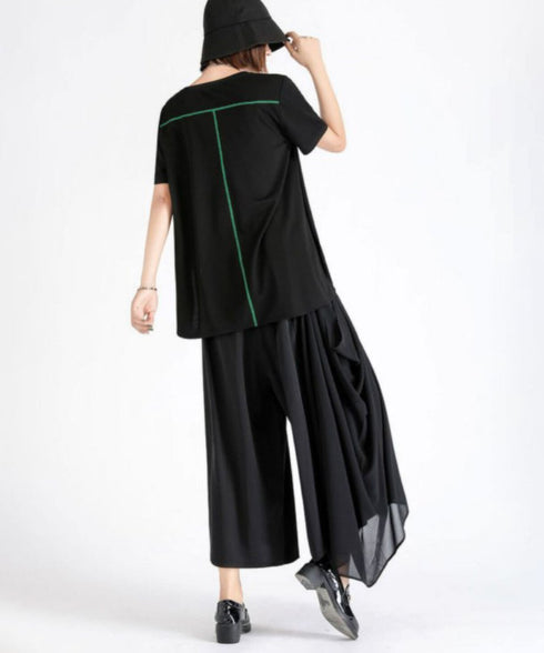 Draped Asymmetric Wide Pants